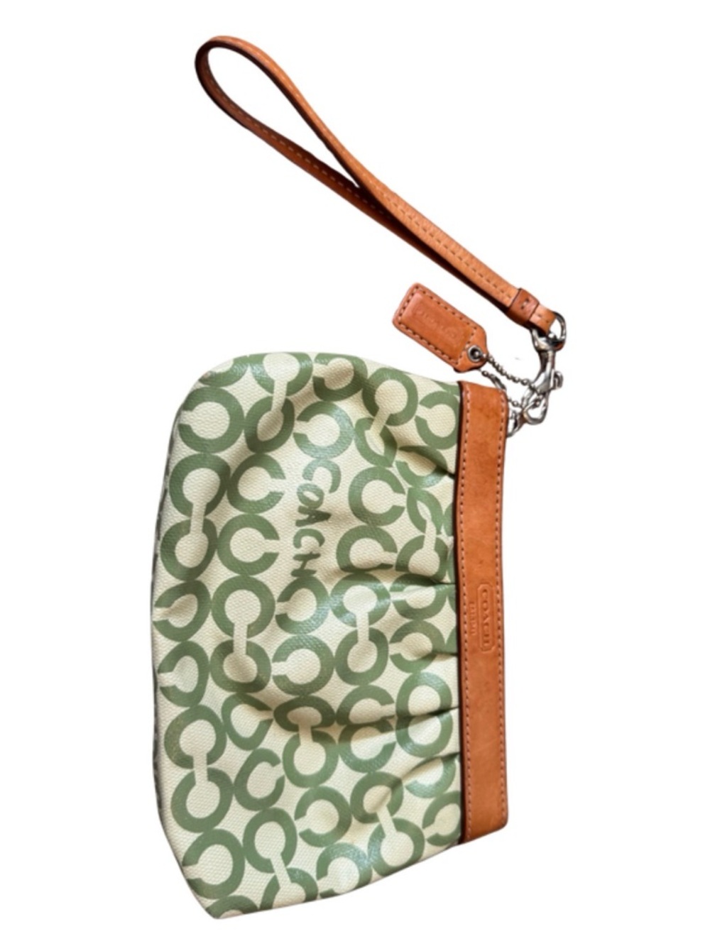 Coach Op Art Signature Green Wristlet